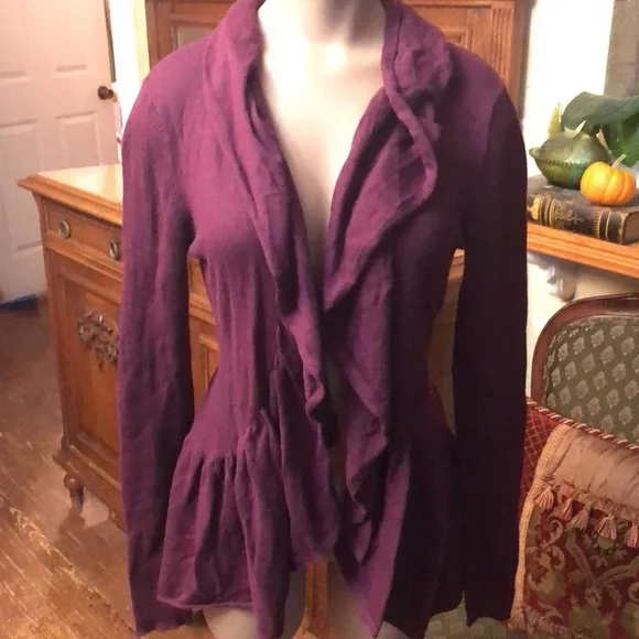 ASO Alice Cullen Twilight Anthropologie hiking ruffles cardigan - Picture 3 of 5